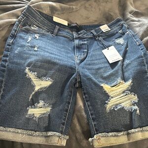 Judy Blue Ripped Jean Shorts - Classic Blue